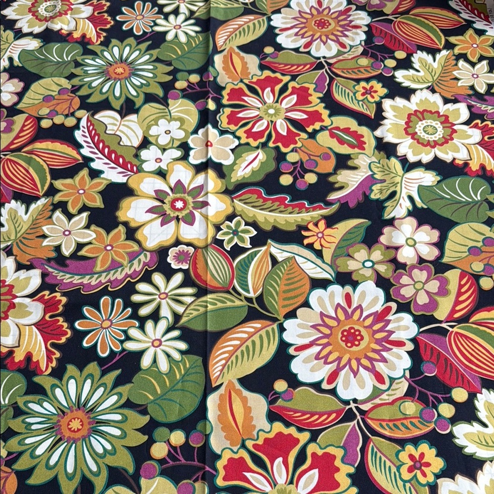 Colorful, floral retro upholstery/home decor fabric remnant, approx. 62" x 42"